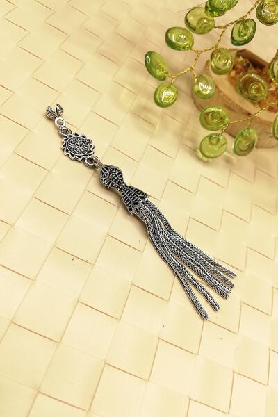 Modalyon Süpürgeli Tesbih Püskülü Tilki Kuyruğu Zincir 925 Ayar Gümüş Kaplama...