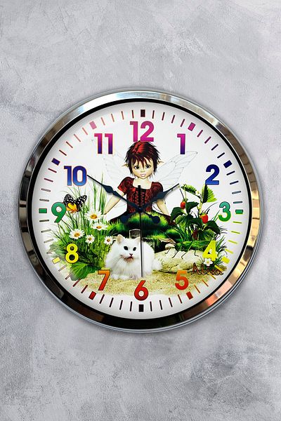 Kasva Concept Gift 40 cm Chrome Metal Children's Wall Clock
