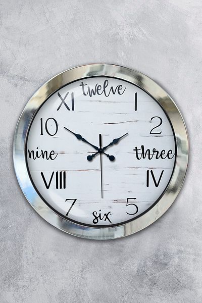 Kasva Concept Gift 36 cm Chrome Metal Math Wall Clock