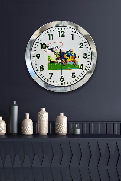 Kasva Concept Gift 36 cm Chrome Metal Butcher Wall Clock