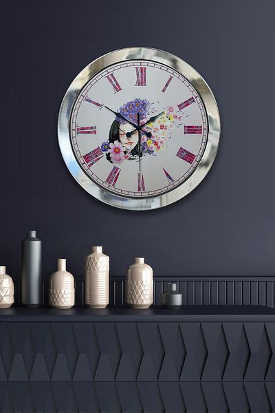 Kasva Concept Gift 36 cm Chrome Metal Beauty Wall Clock