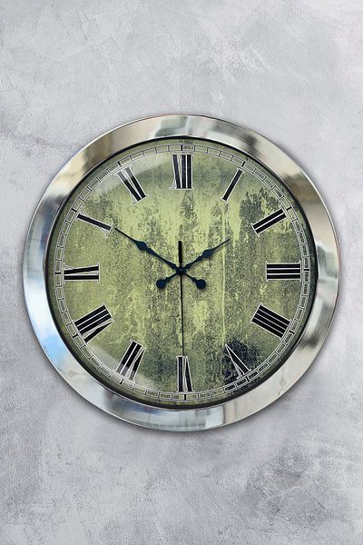 Kasva Concept Gift 36 cm Chrome Metal Antique Wall Clock