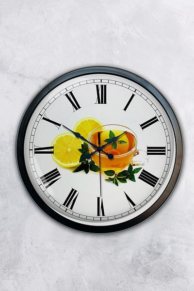 Kasva Concept 40 Cm Black Metal Lemon Tea Wall Clock