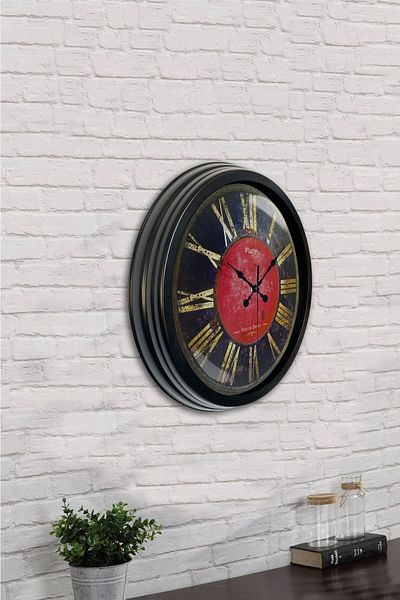 Kasva Concept Gift 40 cm Black Metal Red-Black Wall Clock