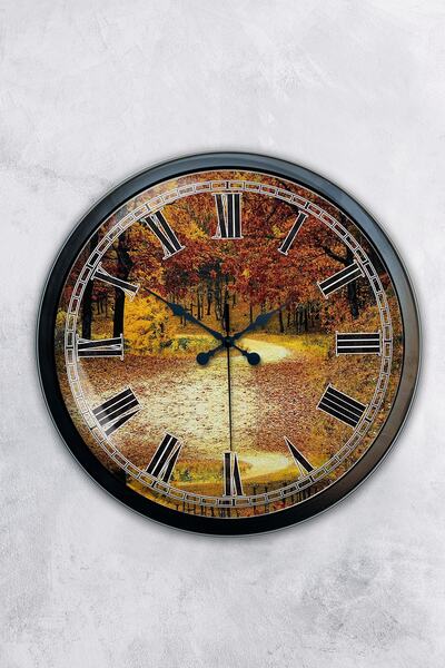 Platin Saat ساعة حائط حياة طبيعية معدنية سوداء مقاس 40 سم