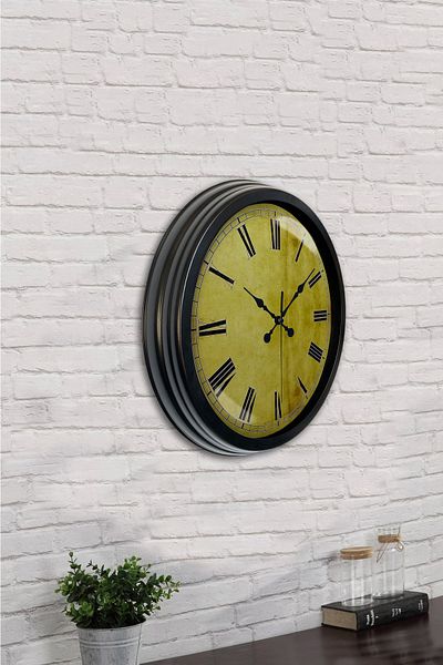 Kasva Concept 40 cm Black Metal Antique Wall Clock