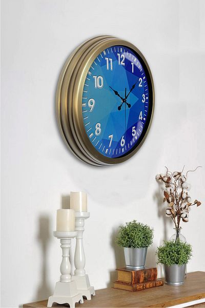 Kasva Concept 40 cm Antique Metal Blue Upholstery Wall Clock