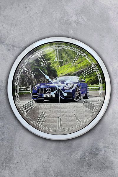 Kasva Concept Cadou 40 Cm Ceas de Perete Mercedes Metal Alb