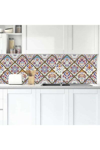 StickerArt Mutfak Tezgah Arası Folyo Fayans Kaplama Folyosu Istanbul Lale Desen