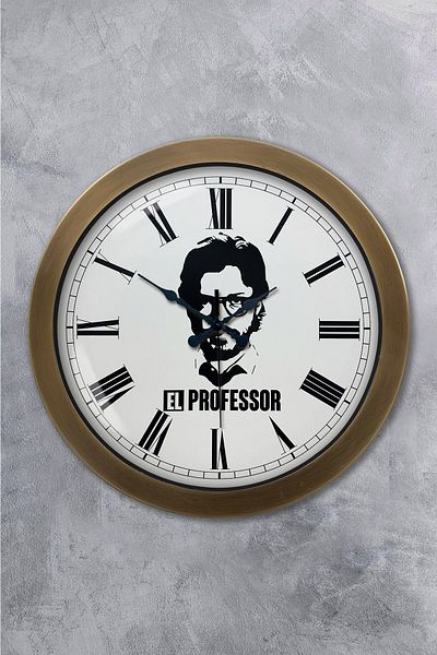 Kasva Concept 36 cm Tumbled Metal Hand Professor Wall Clock
