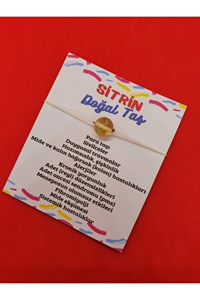 GÜMÜŞTEL EL SANATLARI Sertifikalı Sitrin Doğal Taş Ip Bileklik Orijinal Doğal...