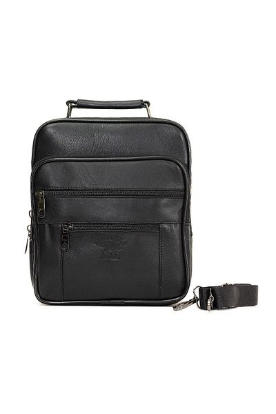 Newish Men's Black Genuine Leather Men's Steel Case Hand and Shoulder Bag (Large Size)
