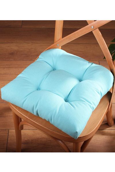 ALTINPAMUK Gold Turquoise Pofidik Chair Cushion Special Stitched Lace up 40X40Cm