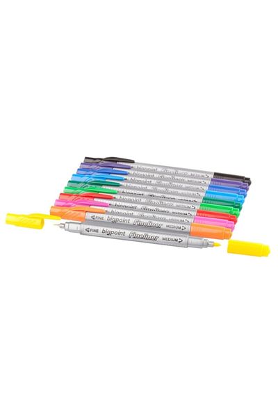 Bigpoint علبة Fineliner مزدوجة الأطراف باللون الأرجواني مكونة من 10 قطع
