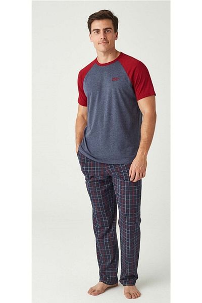 Mod Collection طقم بيجامة رجالي باللون العنابي