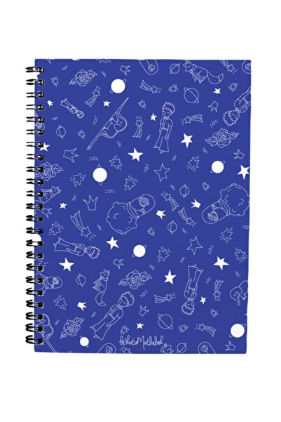 Bikutumutluluk Gift - N027 A5 Design Spiral Notebook - Dark Blue Little Prince