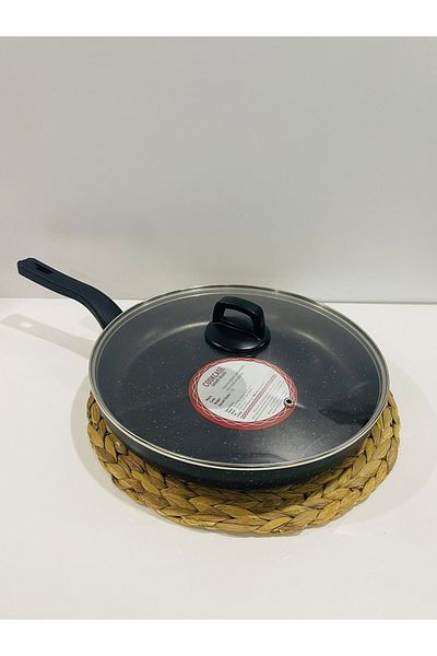 COOKCASE 32 Cm Black Pan with Glass Lid