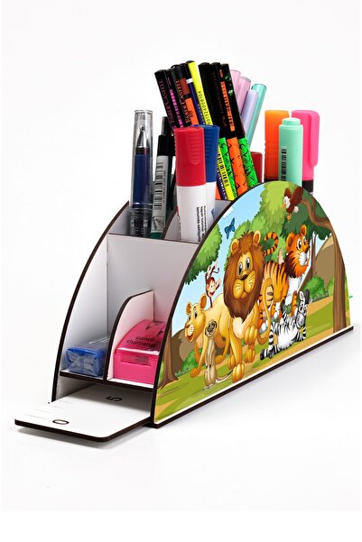 Notpa حامل أقلام خشبي Vip Lion وفريق في الغابة مع مسطرة قوس قزح للأطفال Vip14