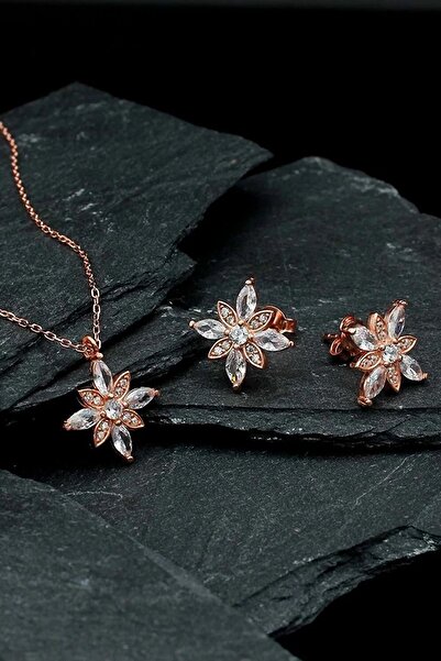 Else Silver Özel Tasarım Umut Çiçeği Gümüş Kolye Küpe Kombin