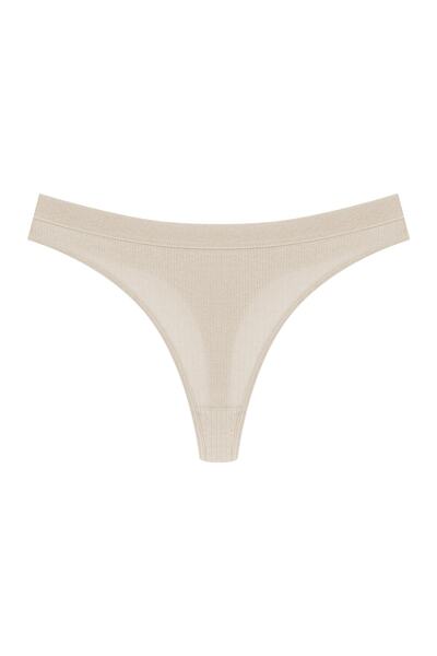HNX 3-Piece Cotton Corded Textured Waist Elastic Women's Thong Panties