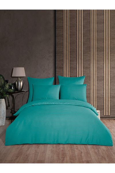 NANOSOFT Double Cotton Satin Hotel Duvet Cover Set Turquoise-8 Colors