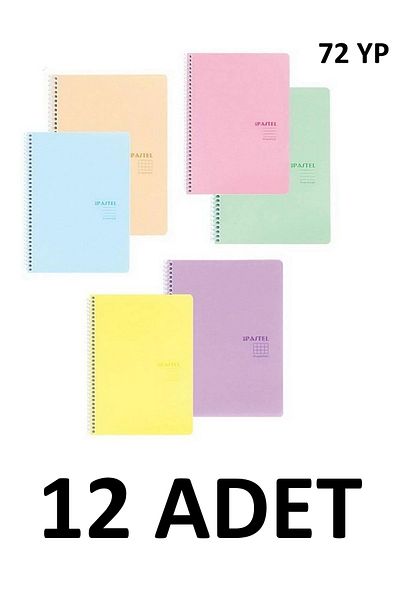 KESKİN COLOR 12 قطعة من أجهزة الكمبيوتر المحمولة ذات الحلقات الباستيل مقاس A4 تحتوي على 72 ورقة