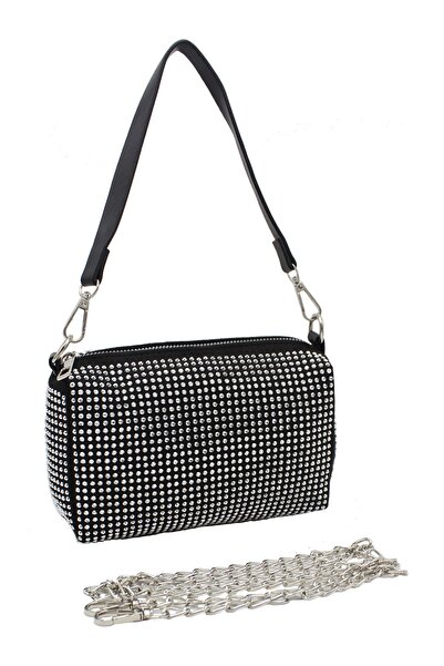 Sellini Mubo Kadın Siyah Işıltılı Taşlı Omuz Ve Çapraz Çanta 280