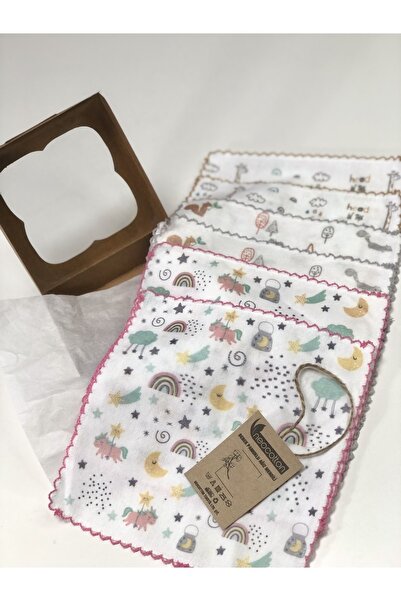 neocotton عبوة من 6 مناديل مبللة قطنية مطرزة على شكل كروشيه ووحيد القرن والسن...