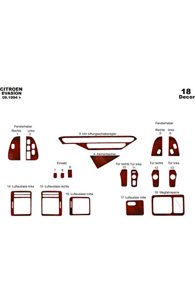 meriç cockpit design ميريتش ®   سيتروين إيفاسيون تنجيد أمامي ماهوجني 18 قطعة ...