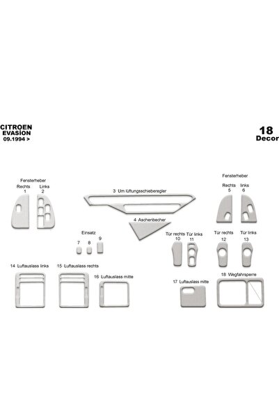 meriç cockpit design ميريتش ®   سيتروين إيفاسون تنجيد أمامي ألمنيوم 18 قطعة 1...