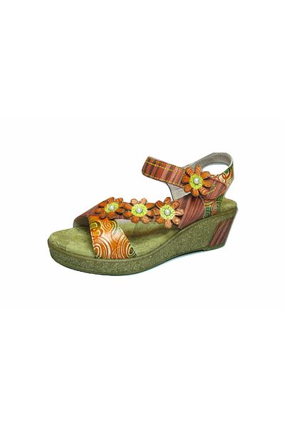 LAURA VITA Sandalette - Orange - Flacher Absatz