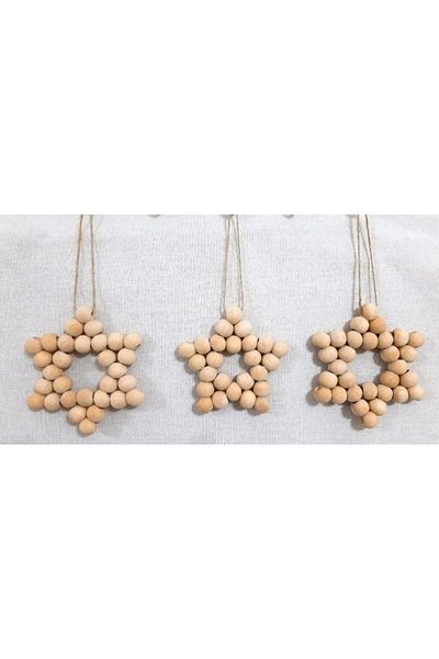 Inci hobim Wunpep 3-pack Διακοσμητικό Ξύλινο Αστέρι με Χάντρες