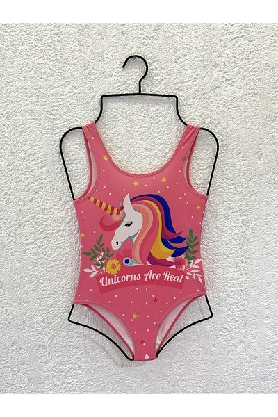 Rs Ramuni Girl's Swimsuit Unicorns Are Real Patterned Digital Printed Sea Pool Swimsuit