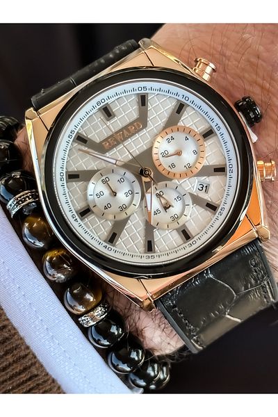 Reward Brand Black Color Leather Strap, Functions Active Square Dial Men's Wristwatch + Bracelet