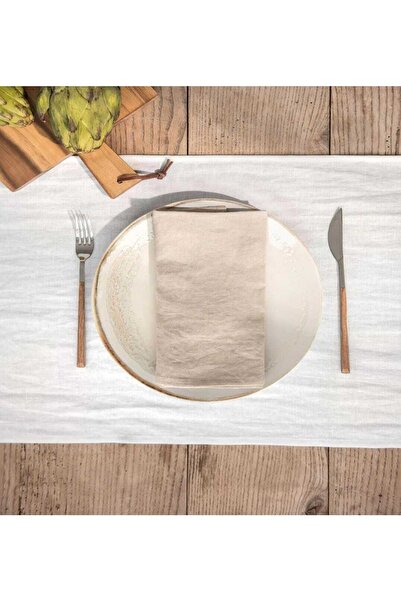 AtölyeNT 4'lü Doğal Keten Amerikan Servis Peçete Boho Style 35x45cm - Soft Ke...