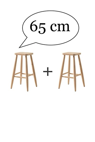EHM Ahşap 65 Cm Yüksek Kare Bar Tabure Sandalye 2'li.
