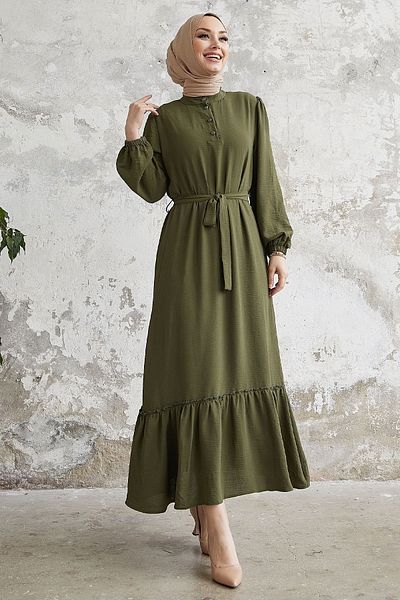 InStyle Φόρεμα Ayrobin με κουμπιά Meyra - Χακί