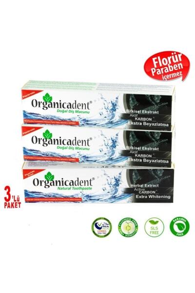 Organicadent Aktif Karbonlu Doğal Diş Macunu 105 Gr 3,lü Set