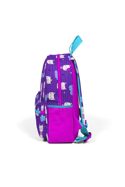 Coral High Little Nest Backpack Purple Pink Cat Patterned Two Compartments 23328