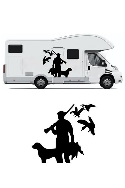 Melek Pazarı ملصق سيارة صياد البط والكلب مقاس 20 × 20 سم