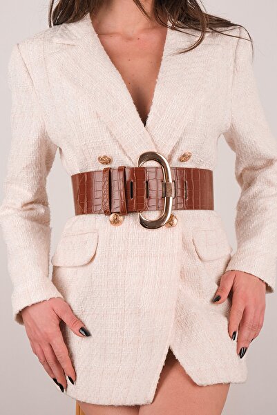 LİA KEMER Kadın Elips Büyük Tokalı Kemer Mango Kemer Bel Kemeri Ceket Kemeri ...