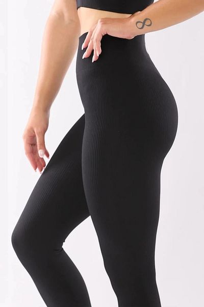 KRAVEN Colanți de yoga cu corset negru fără cusături cu talie înaltă