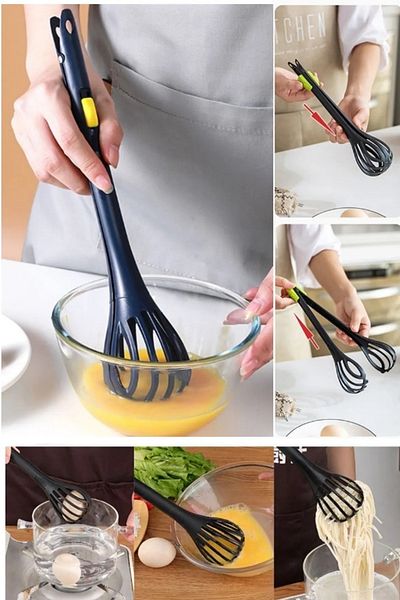 Kalsiyum Mood 2 in 1 Magic Beater Practical Egg Sauce Cream Beater and Pasta Tongs| Beater Tongs Set