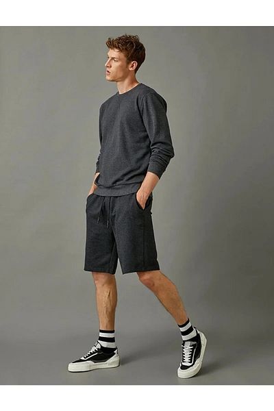 KRAVEN Σορτς βερμούδας με κορδόνια στη μέση Anthracite Oversize