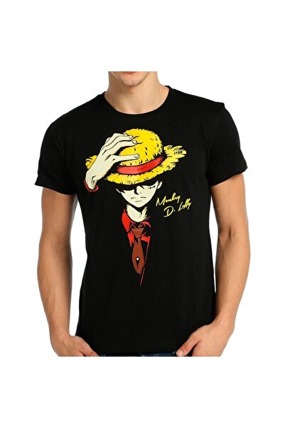 Bant Giyim One Piece Monkey D. Luffy - تي شيرت أسود للرجال