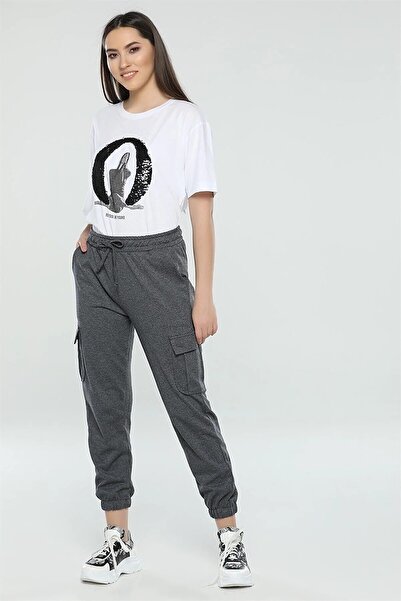 KRAVEN Women's Premium Anthracite Gray Cargo Pocket Jogger Sweatpants