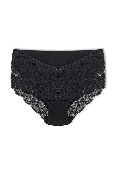 HNX Bumbac Negru Dantela Fata Spate V Dantela Taie Inalta Slip Femei Chiloti