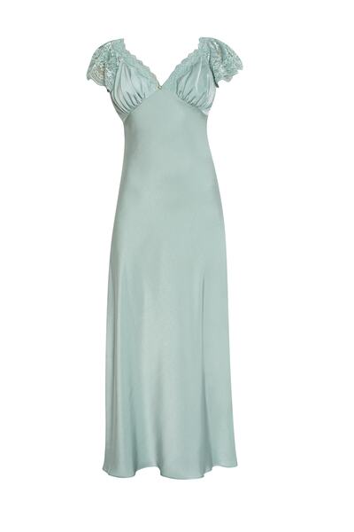 AHENK HOME İSTANBUL Omuz Ve Sırtı Dantel Detaylı Modal Saten Uzun Gecelik