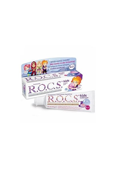 Rocs Kids R.o.c.s. معجون أسنان للأطفال بعمر 4-7 سنوات - علكة بالون 45 جرام
