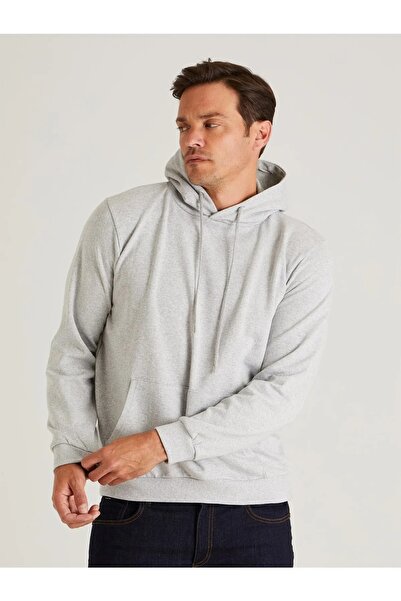 KRAVEN Gri Kanguru Cepli Şardonlu Örme Kapüşonlu Sweatshirt